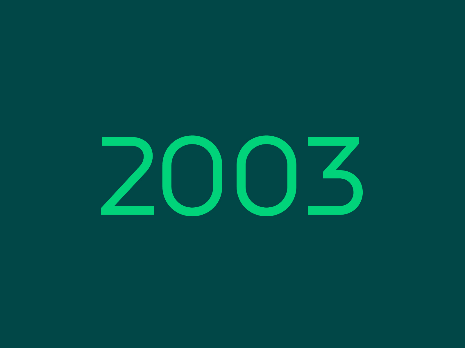 The images shows a dark green tiled image with the year 2003